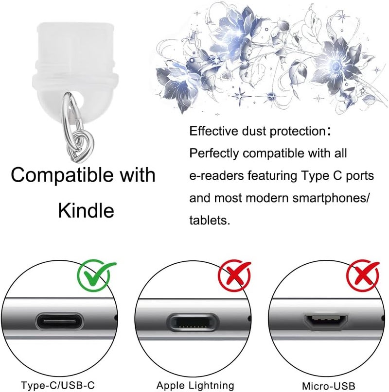 QPIXVB 5PCS Dust Plug Charm Type C,Book Lover Gifts for Women,Kindle Dust Plug Charm,Reader Gifts,Phone Charms,Kindle Colorsoft Accessories,Dust Plug Accessories for Women,Charging Port Cover for Phone - Image 3